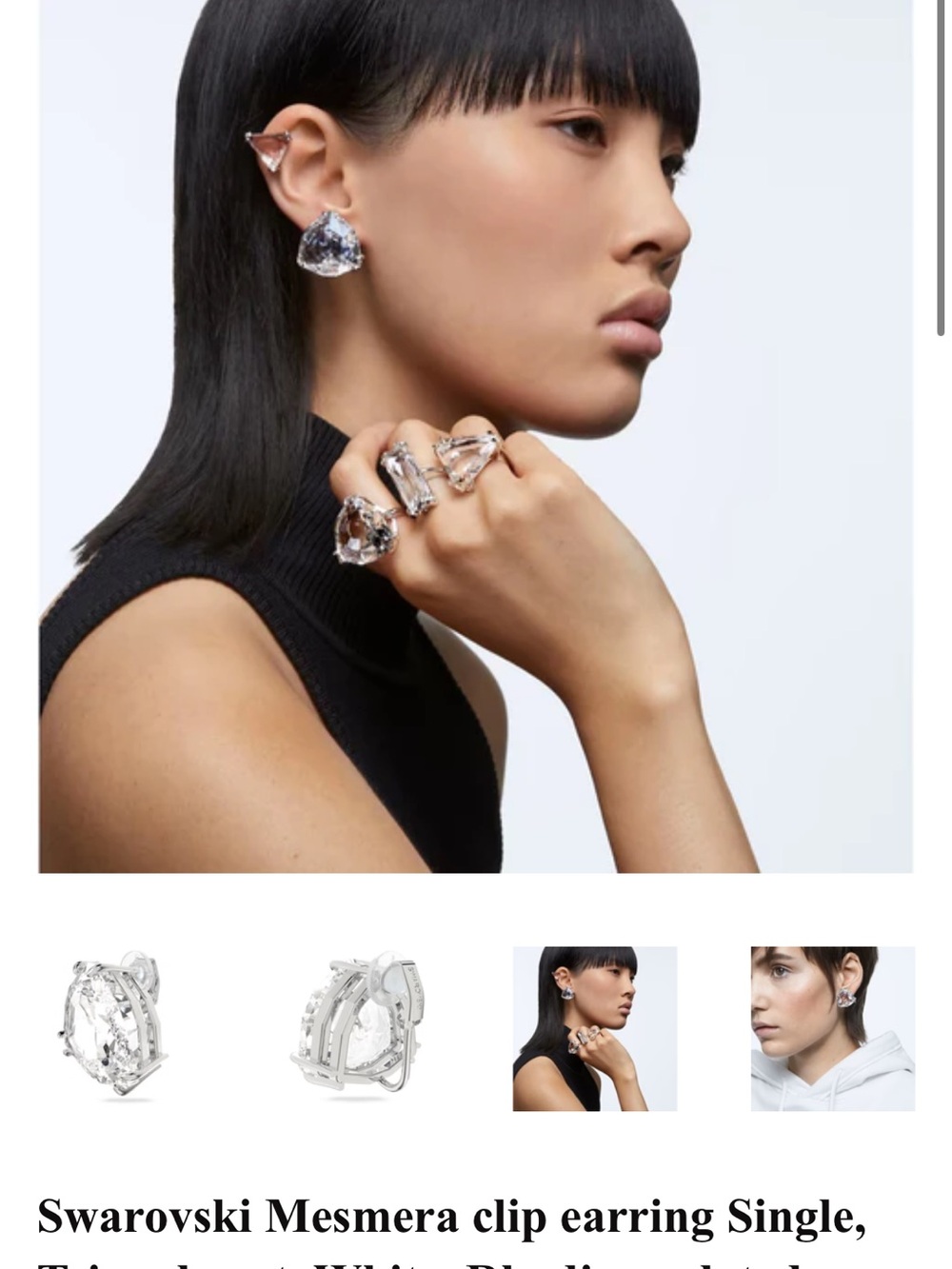 Swarovski Clear Crystal Clip Earrings in Silver-Tone